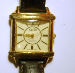 Relic brown leather wristwatch