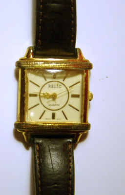 Relic brown leather wristwatch